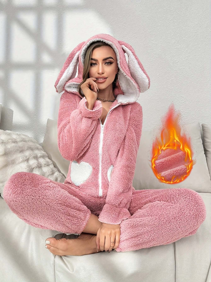 Damen Winter-Onesie mit Kapuze: Flauschig & Warm