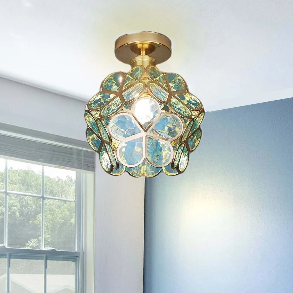 Deckenleuchte für Flur mit Glasblumen Stil