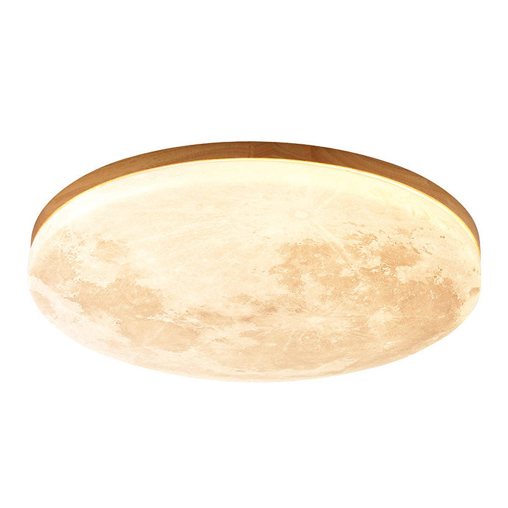 Minimalistische LED-Deckenleuchte aus Holz und Acryl