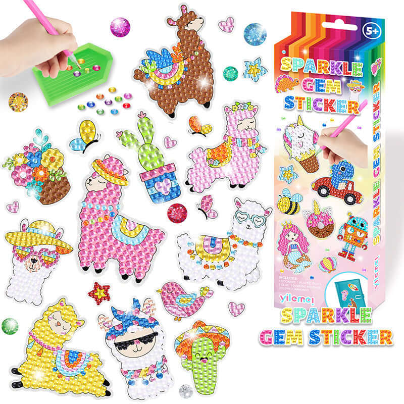 Diamant-Sticker Set für Kinder: Glitzernde Bastel-Steine