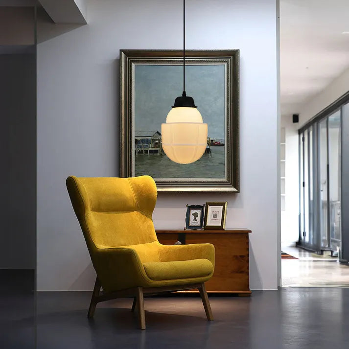 Vintage Geometrische Milchglas Pendelleuchte