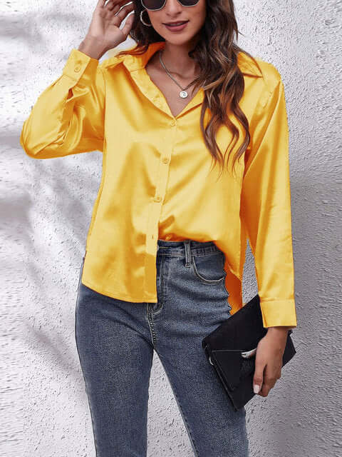 Damen Seidenhemd Langarm Elegant