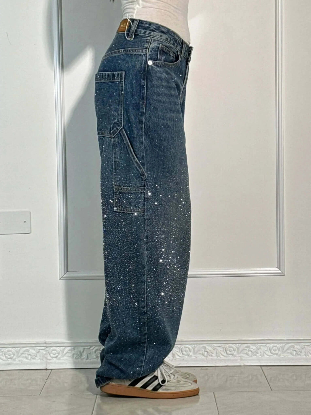 Glänzende Ballon-Jeans für Damen