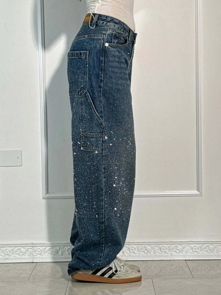 Glänzende Ballon-Jeans für Damen