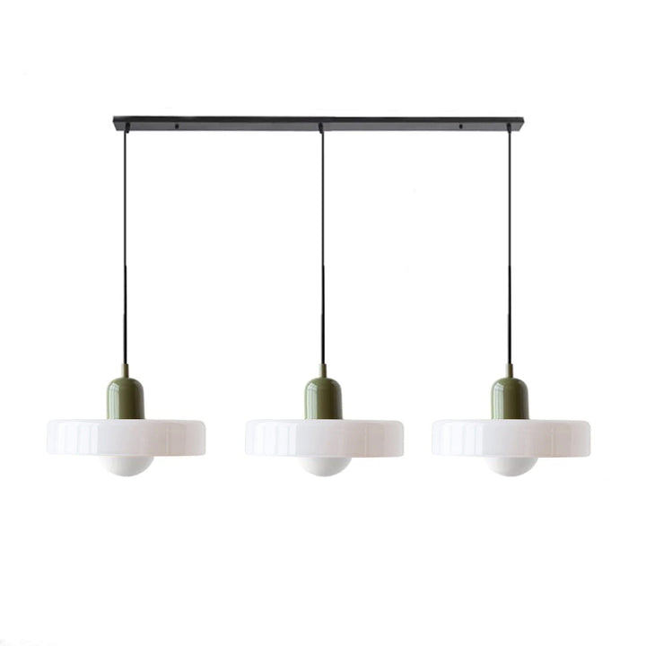 Bauhaus-Pendelleuchte aus farbigem Glas, 3 Köpfe