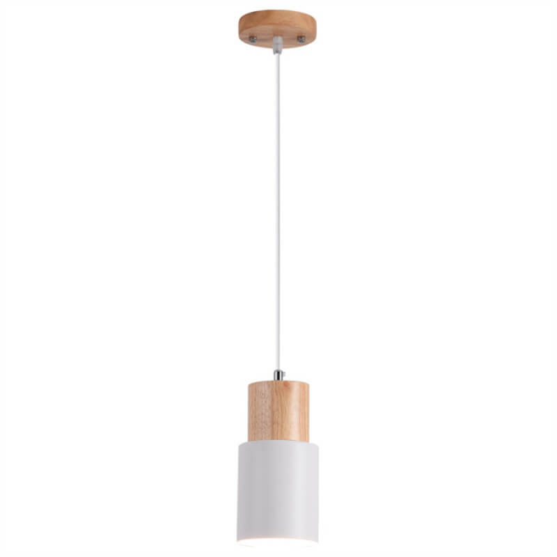 Moderne Hängelampe Holz Weiß, skandinavisches Design, Deckenleuchte für Wohnzimmer.