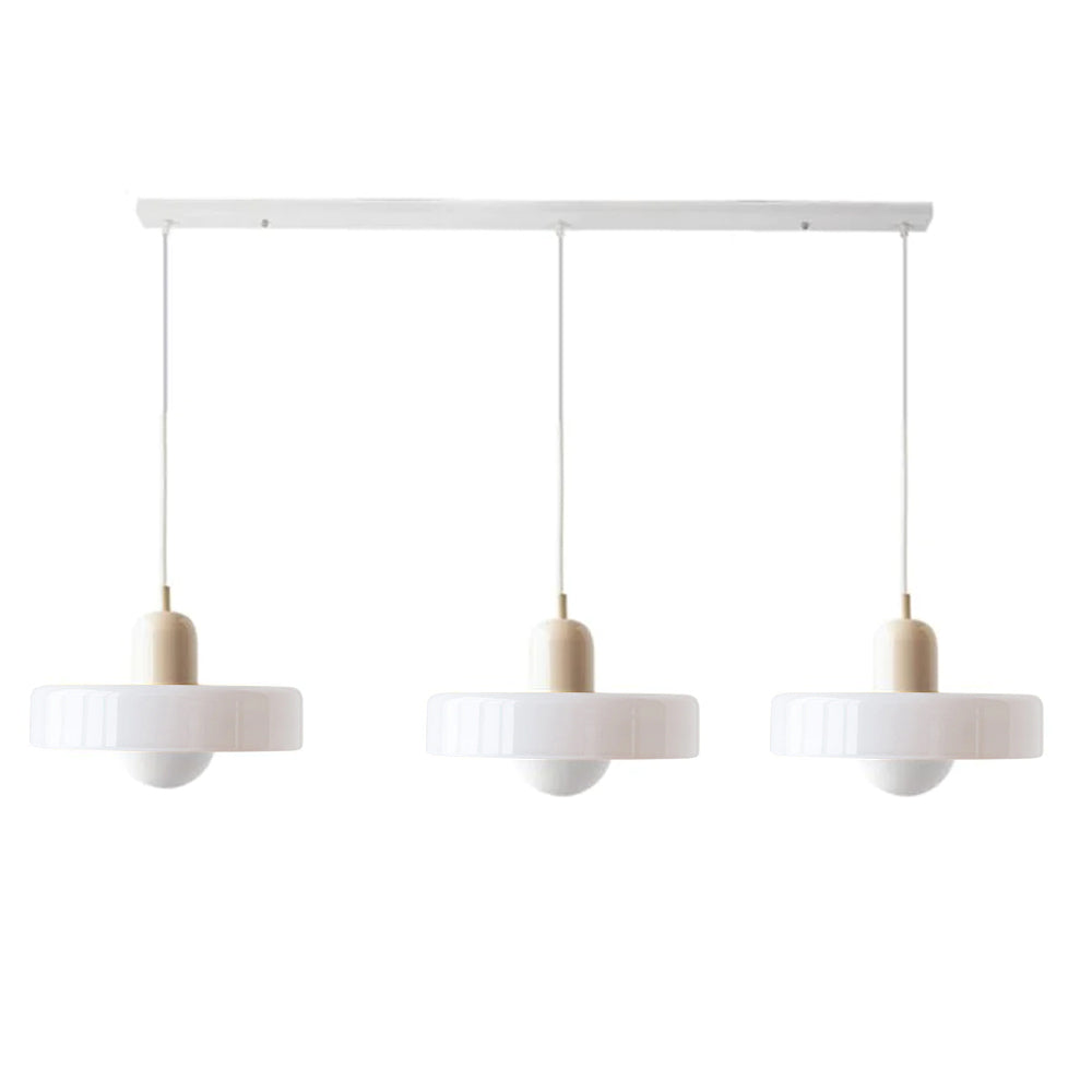 Bauhaus-Pendelleuchte aus farbigem Glas, 3 Köpfe