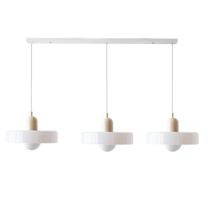 Bauhaus-Pendelleuchte aus farbigem Glas, 3 Köpfe