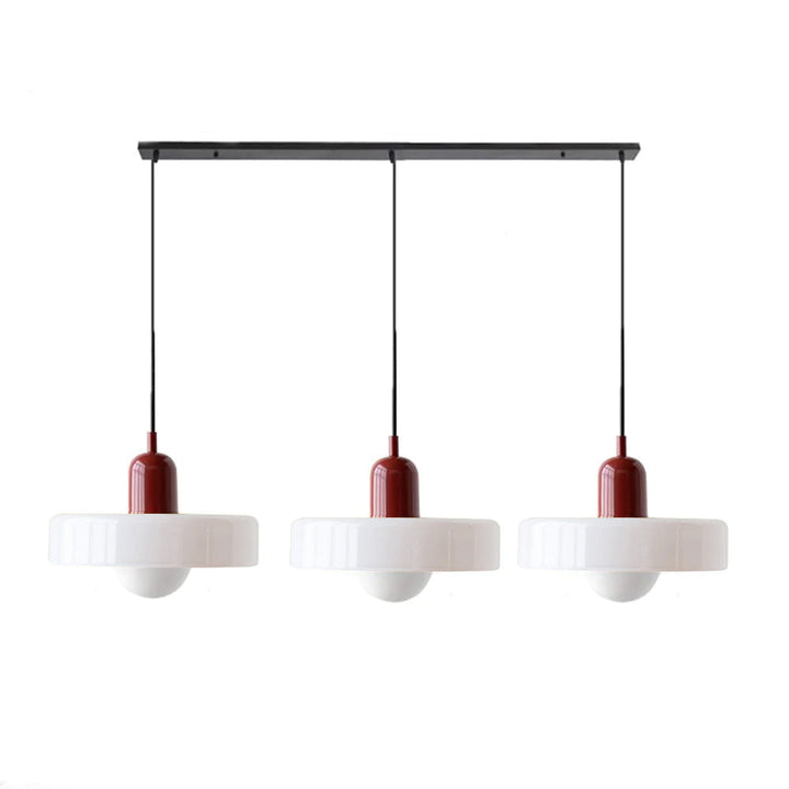 Bauhaus-Pendelleuchte aus farbigem Glas, 3 Köpfe