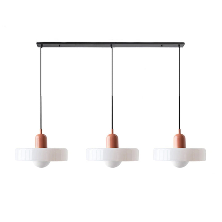 Bauhaus-Pendelleuchte aus farbigem Glas, 3 Köpfe