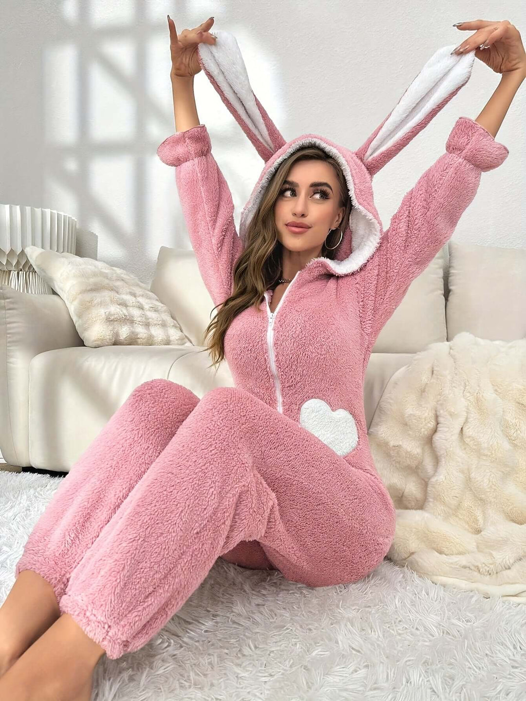 Damen Winter-Onesie mit Kapuze: Flauschig & Warm