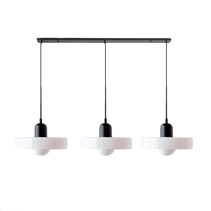 Bauhaus-Pendelleuchte aus farbigem Glas, 3 Köpfe