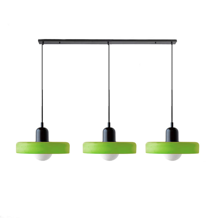 Bauhaus-Pendelleuchte aus farbigem Glas, 3 Köpfe