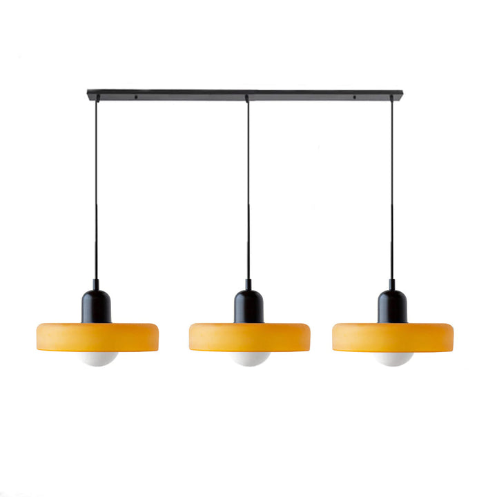 Bauhaus-Pendelleuchte aus farbigem Glas, 3 Köpfe