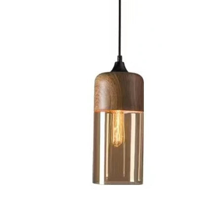 Luxuriöse Glas- und Holz-Pendelleuchte für stilvolles Ambiente