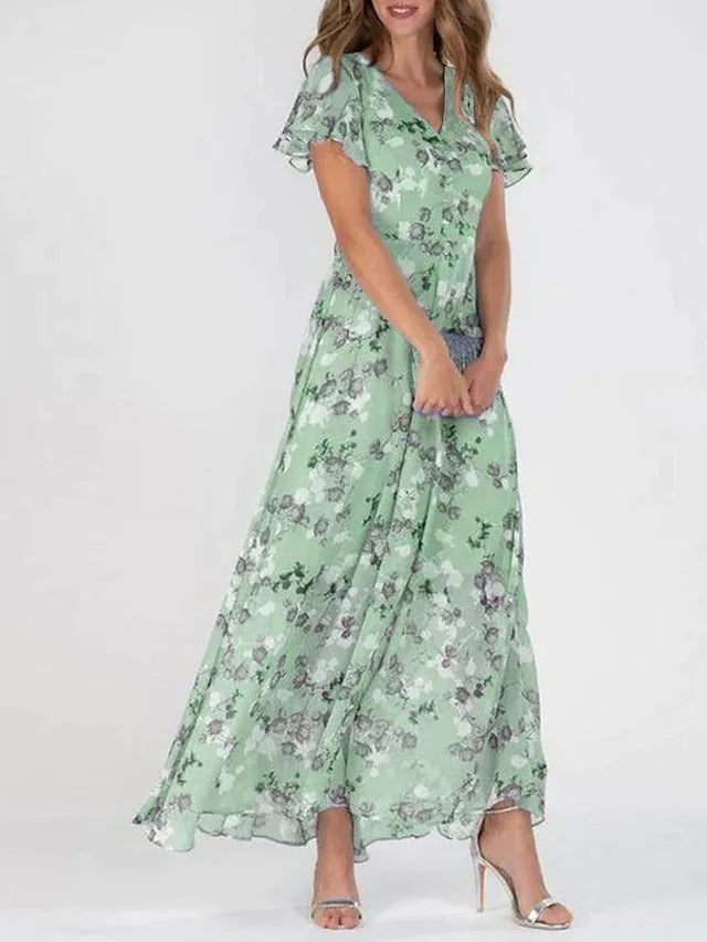 Elegantes Damen-Chiffonkleid mit Blumenmuster