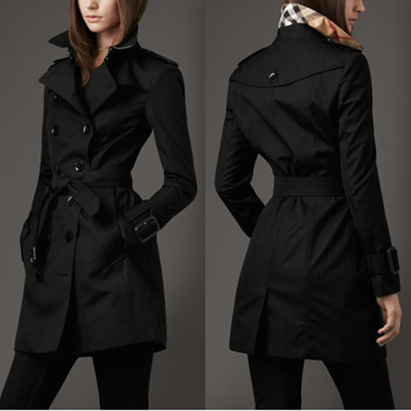 Damen Schlanker Trenchcoat mit Doppelknopfverschluss