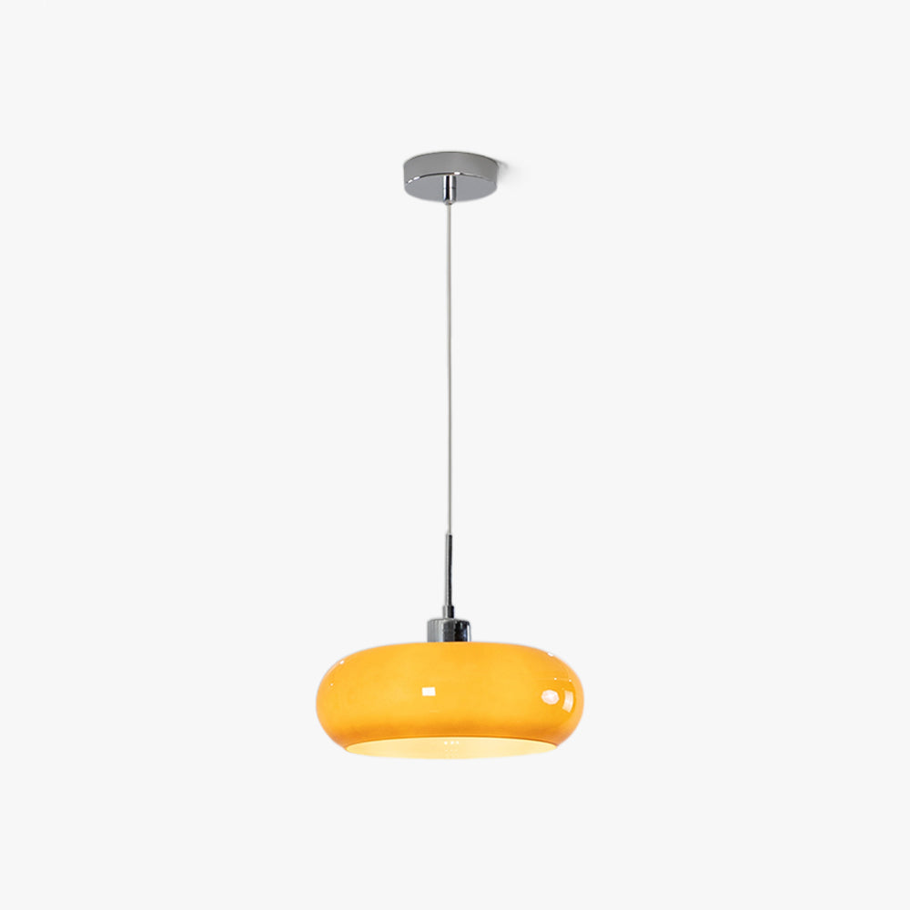 Hailie Brot Form Glas Pendelleuchte in Orange und Weiß