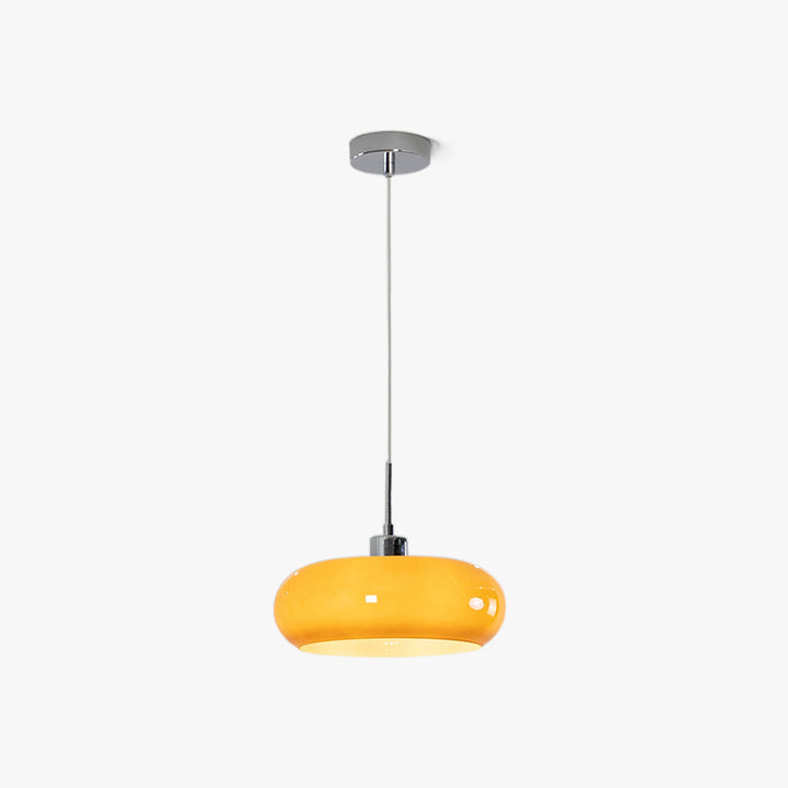 Hailie Brot Form Glas Pendelleuchte in Orange und Weiß