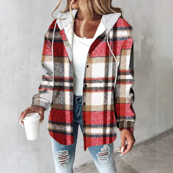 Damen Karierte Kapuzenjacke - Stilvoll und Warm