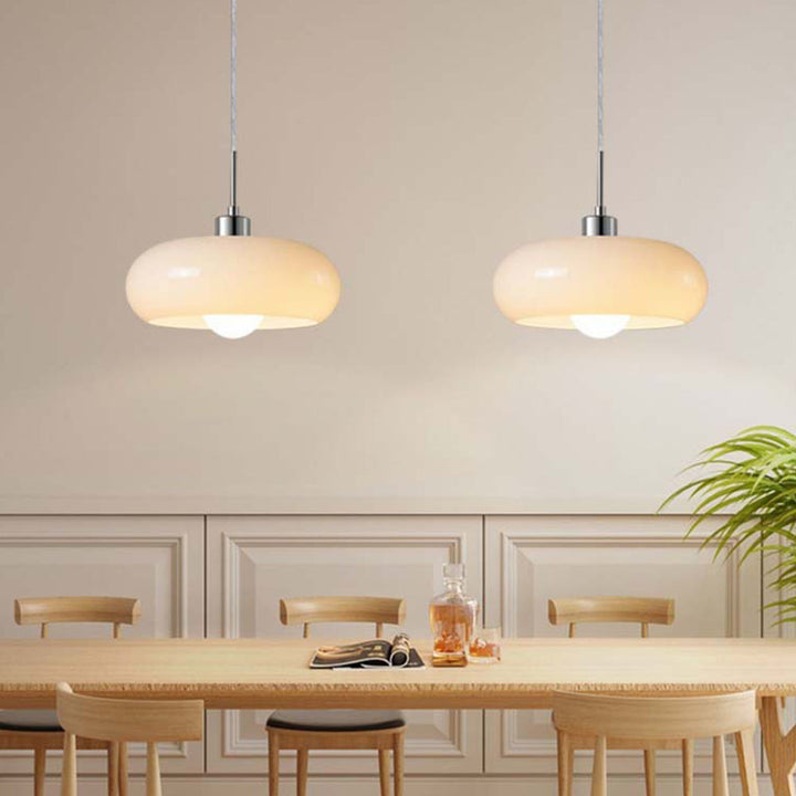 Hailie Brot Form Glas Pendelleuchte in Orange und Weiß