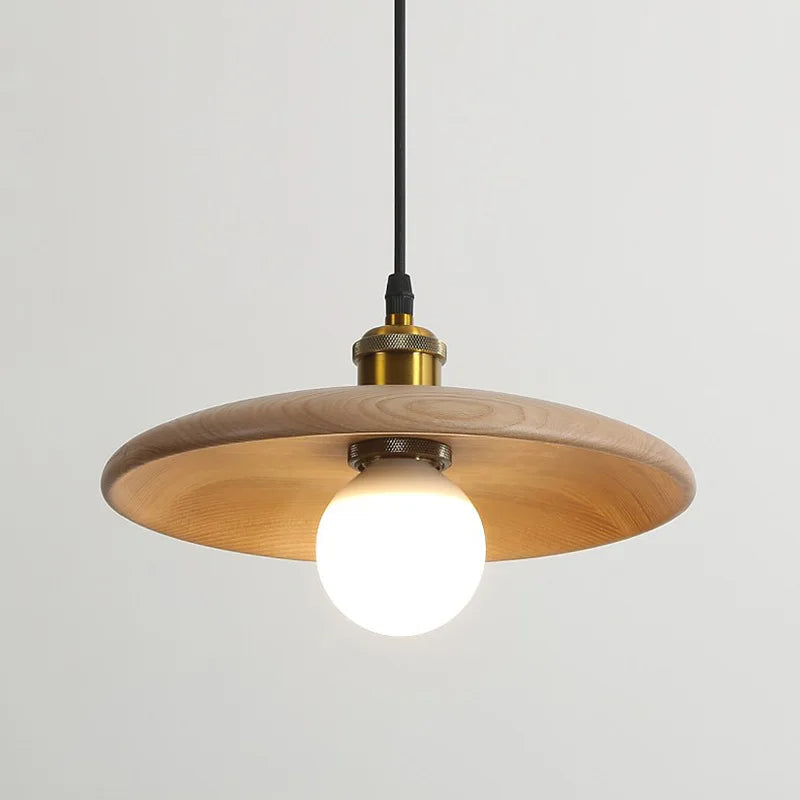 Holz-Deckenleuchte mit LED und Glasdesign für Eleganz