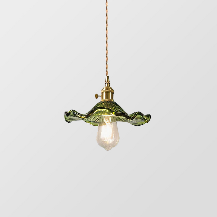 Elegante Glas-Pendelleuchte mit Hibiskusblüten