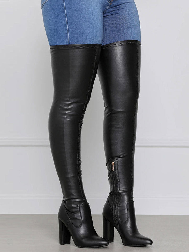 Damen Leder Overknee-Stiefel für den Winter