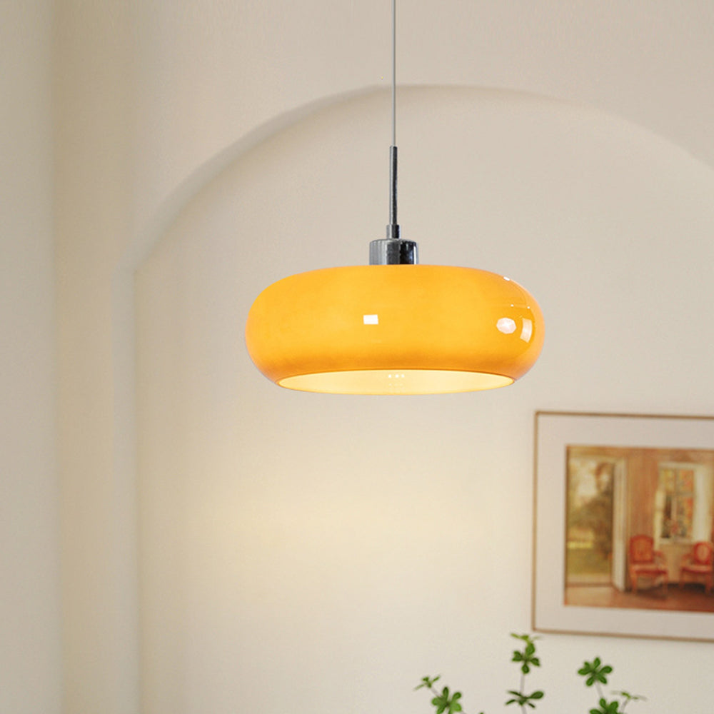 Hailie Brot Form Glas Pendelleuchte in Orange und Weiß