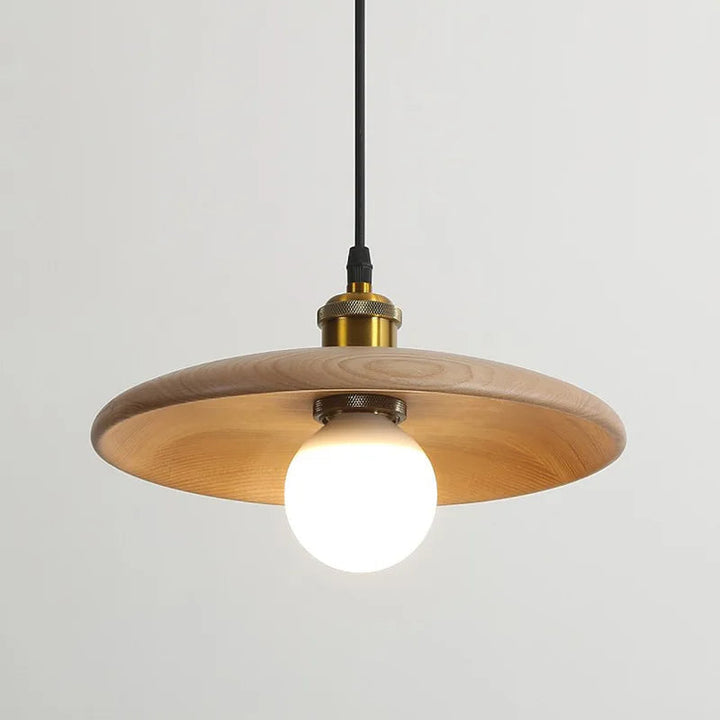 Holz-Deckenleuchte mit LED und Glasdesign für Eleganz