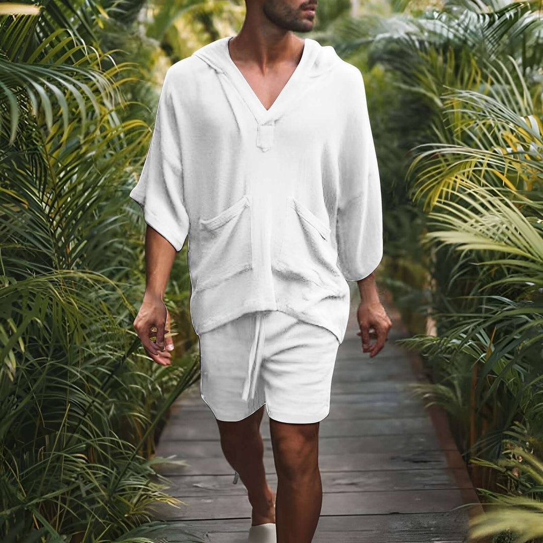 Herren Boho Zweiteiler: Hemd & Shorts Set