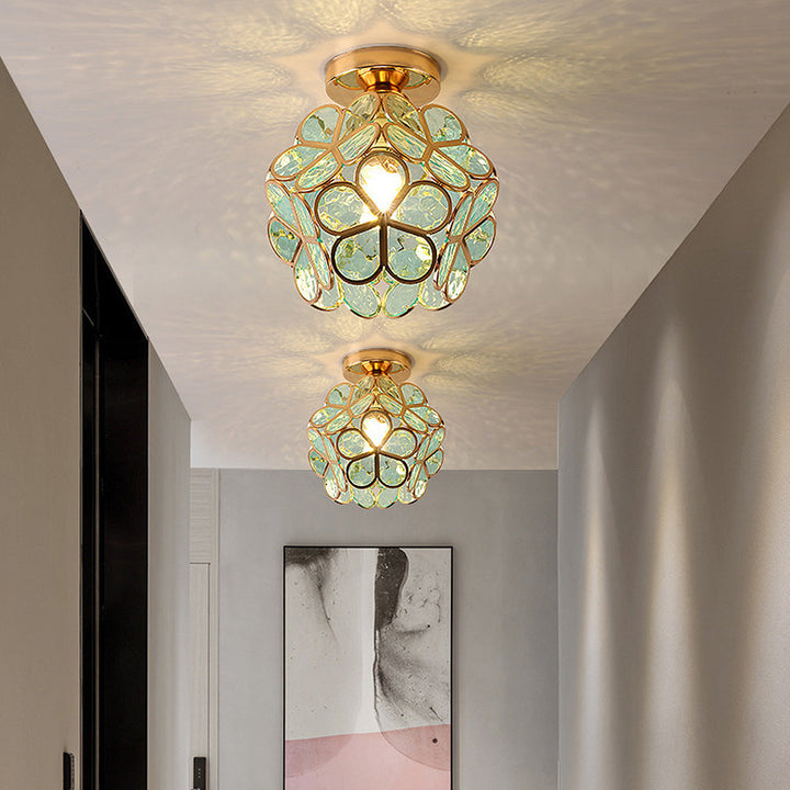 Deckenleuchte für Flur mit Glasblumen Stil