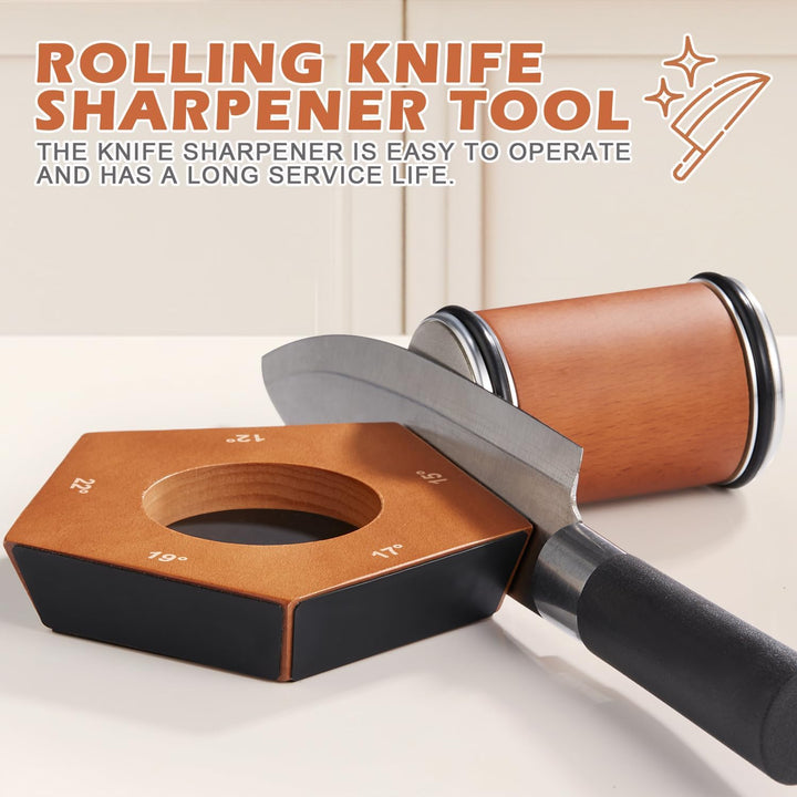 Rollender Messerschärfer, braun, sechseckig, langlebig, einfach zu bedienen, Küchengerät.
