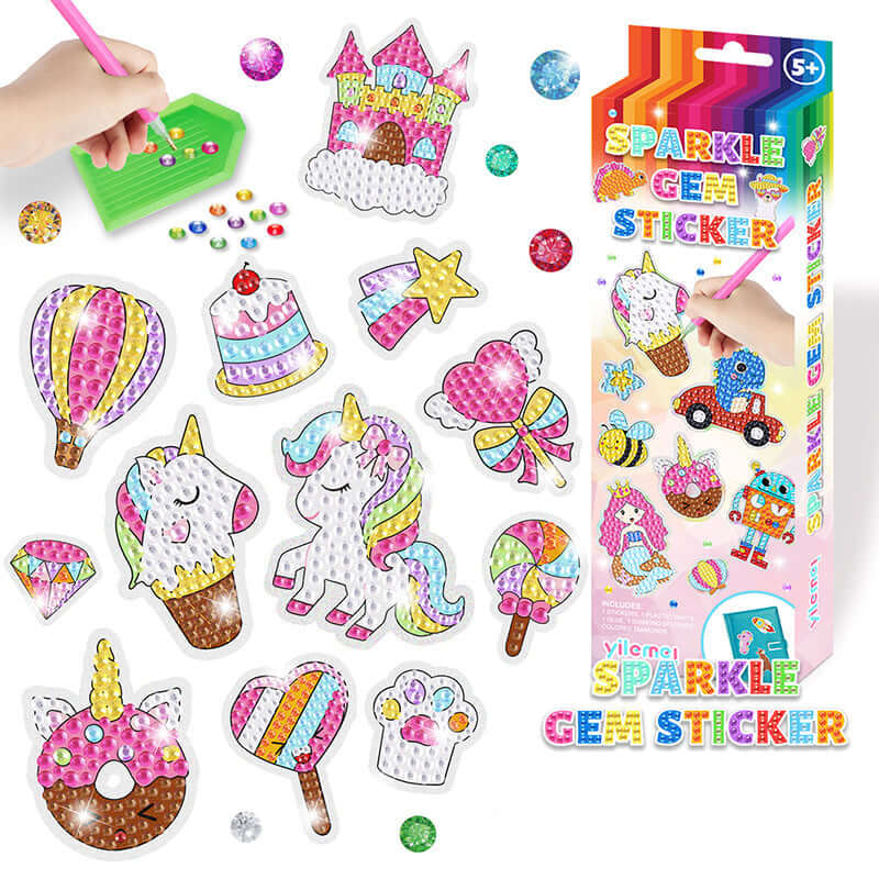 Diamant-Sticker Set für Kinder: Glitzernde Bastel-Steine