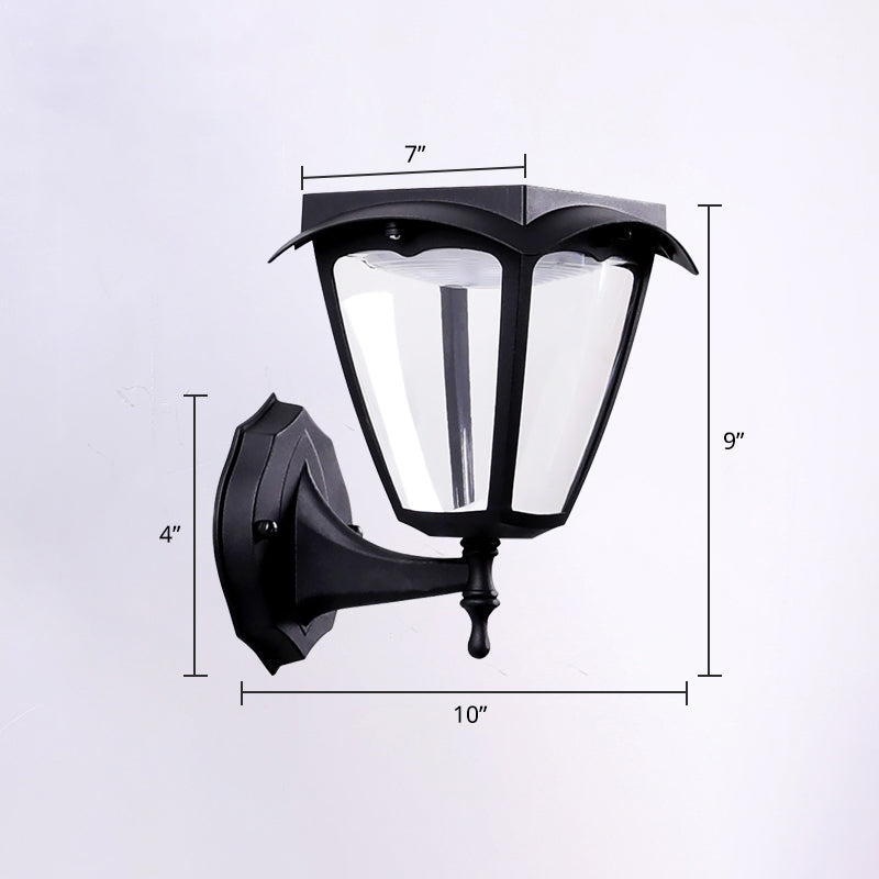 Solarbetriebene schwarze Wandlampe für Außenbereich
