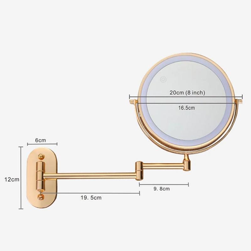 Goldener LED Make-up-Spiegel mit Vergrößerung, Aufladbar