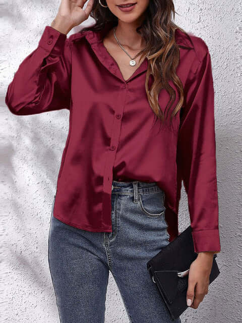 Damen Seidenhemd Langarm Elegant