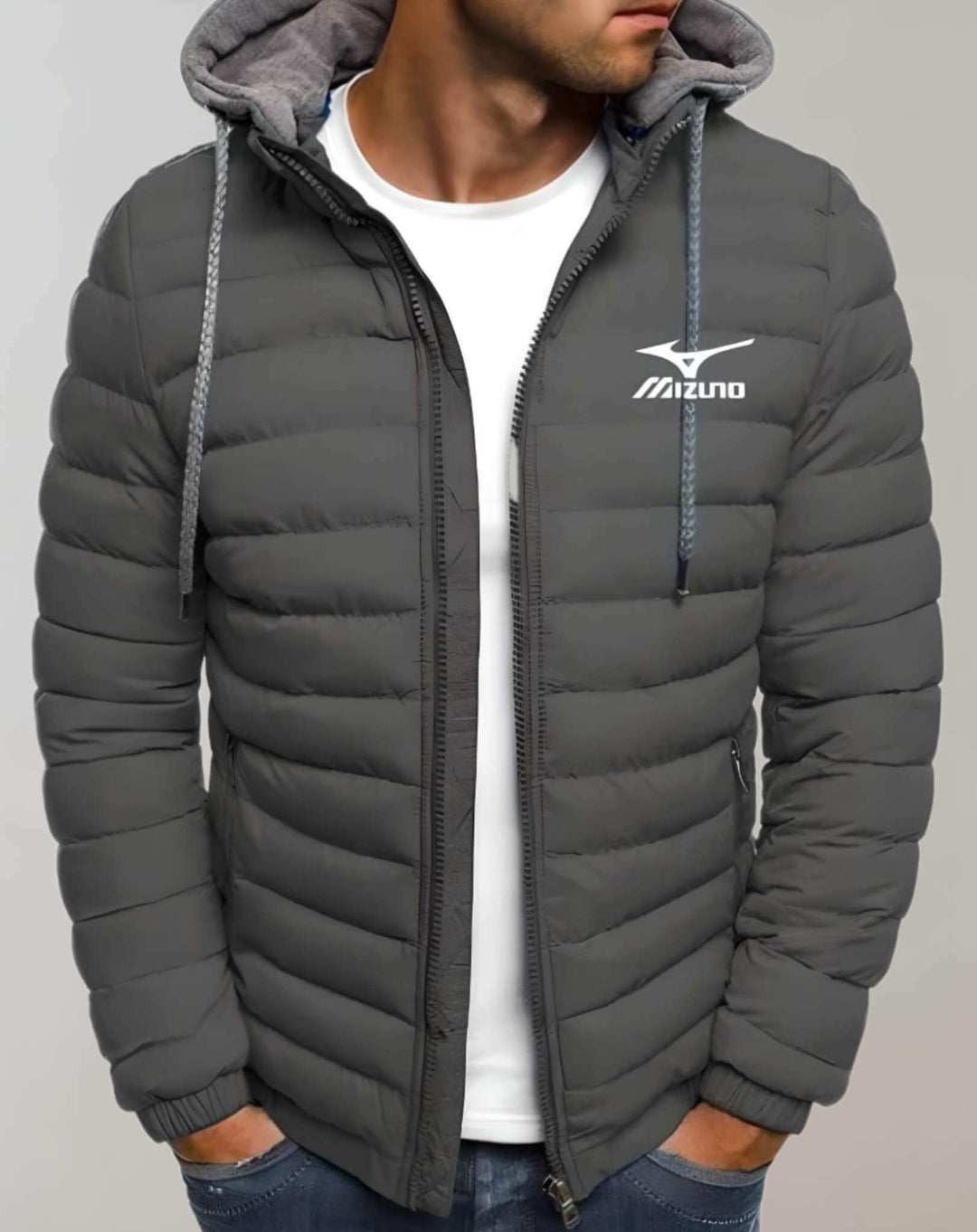 Herren Winterjacke: Gepolsterte Daunenjacke mit Kapuze