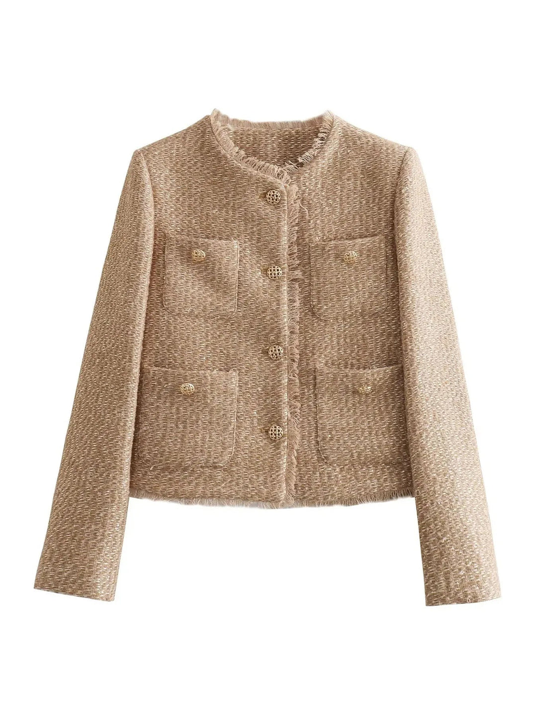 Damen Zweiteiliges Tweed-Jackett mit Knöpfen und Taschen
