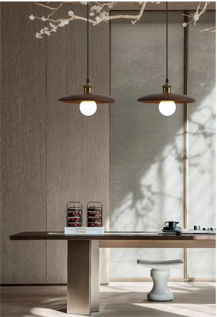 Holz-Deckenleuchte mit LED und Glasdesign für Eleganz