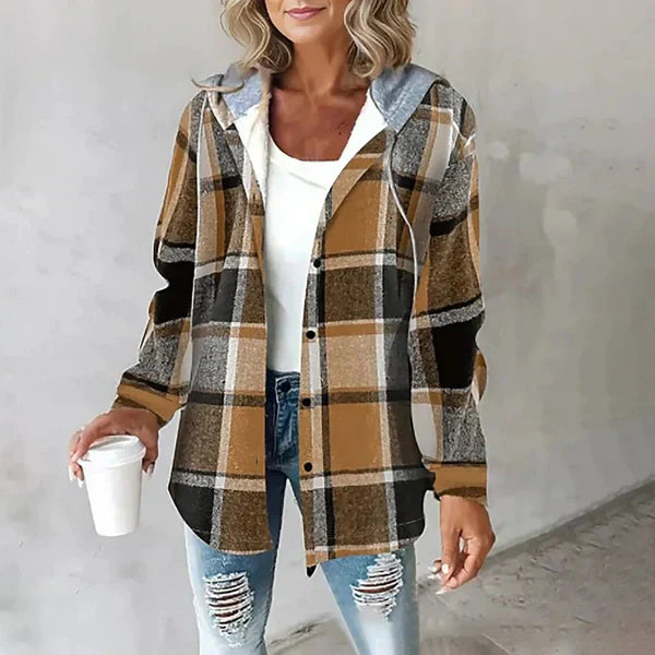 Damen Karierte Kapuzenjacke - Stilvoll und Warm