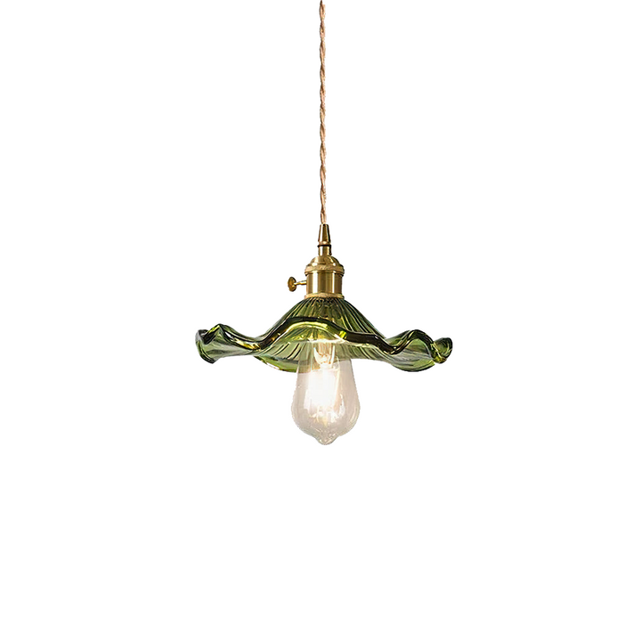 Elegante Glas-Pendelleuchte mit Hibiskusblüten