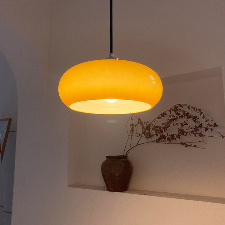 Hailie Brot Form Glas Pendelleuchte in Orange und Weiß