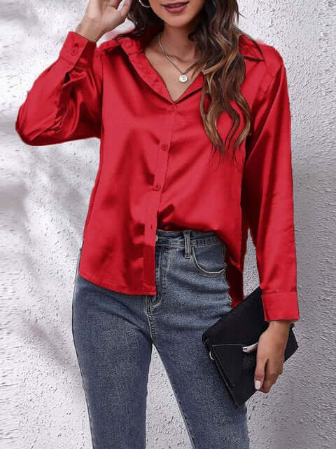 Damen Seidenhemd Langarm Elegant