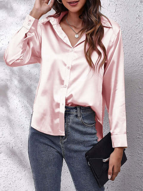 Damen Seidenhemd Langarm Elegant