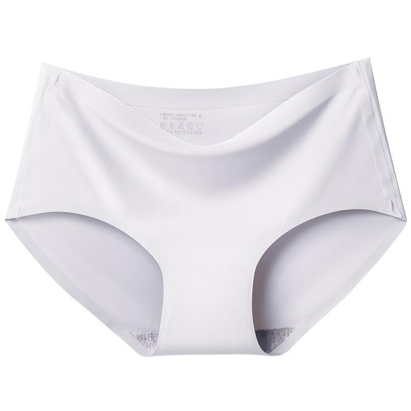 Weiße nahtlose Damenunterwäsche, Silky-Material, bequeme Passform, Carla Moda.