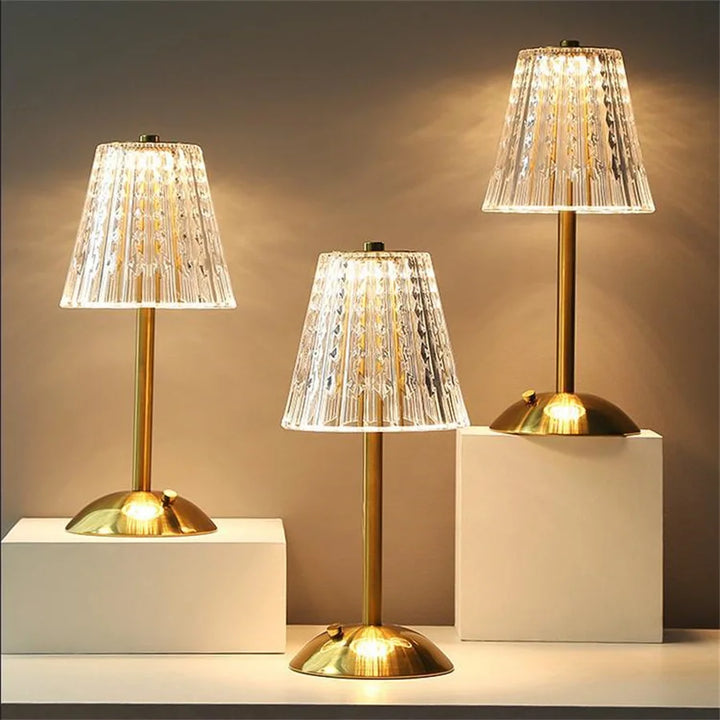 Goldene Kristall-Tischlampe mit Berührungssteuerung