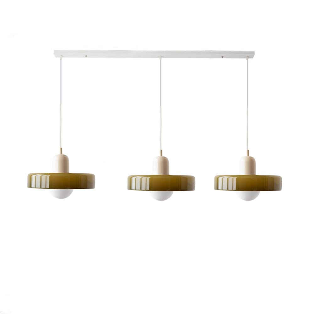 Bauhaus-Pendelleuchte aus farbigem Glas, 3 Köpfe