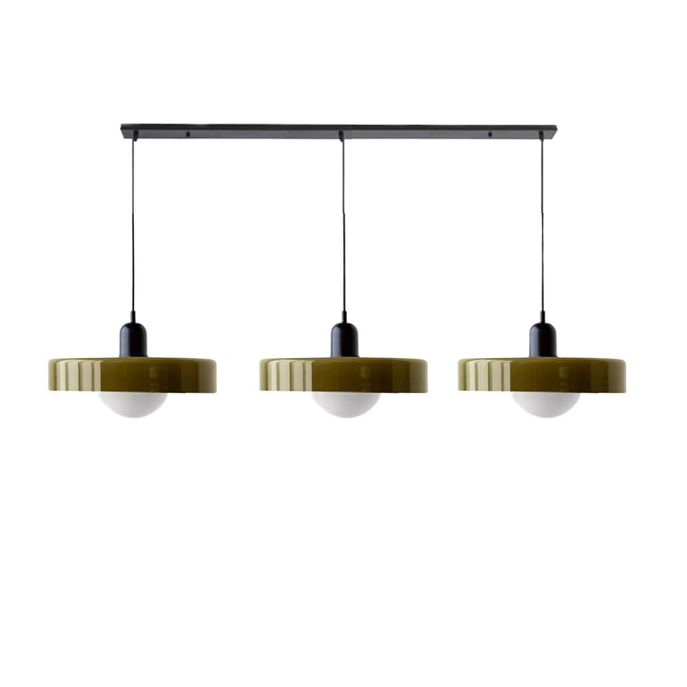 Bauhaus-Pendelleuchte aus farbigem Glas, 3 Köpfe