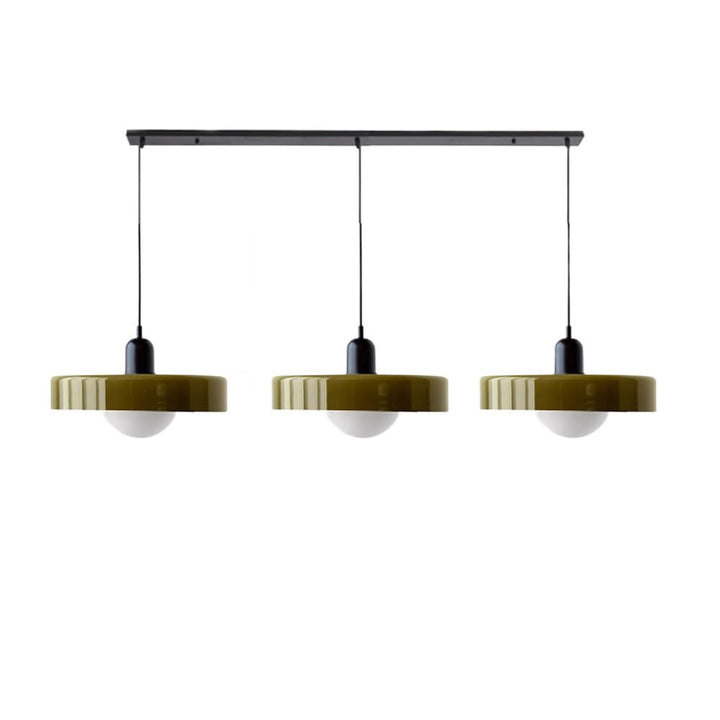 Bauhaus-Pendelleuchte aus farbigem Glas, 3 Köpfe